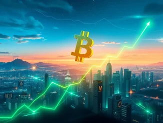 A visual representation of Bitcoin price surging past $110,000, depicting market growth and investor excitement.