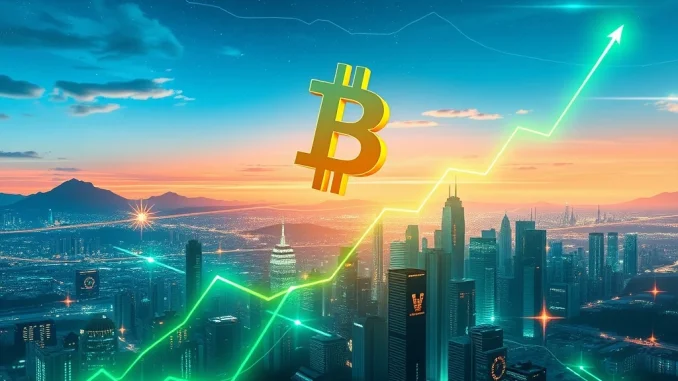 A visual representation of Bitcoin price surging past $110,000, depicting market growth and investor excitement.