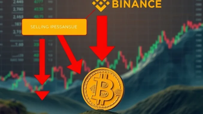 A visual representation of Binance selling pressure impacting the Bitcoin price correction.