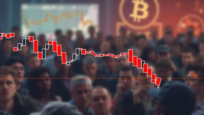 A red candlestick chart shows a significant BTC price drop below the $109,000 mark, indicating market volatility.