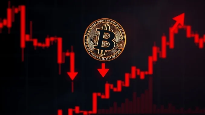 Graph showing Bitcoin (BTC) price falling below $106,000, indicating significant market volatility and a notable BTC market movement.