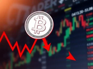 A visual depicting a significant Bitcoin price drop on a crypto market chart, signaling market volatility.