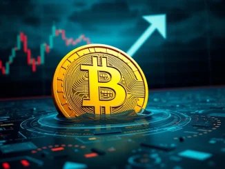 Bitcoin price drop depicted with a sinking BTC logo, symbolizing market volatility and recent declines.