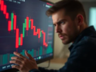 A downward trend on a Bitcoin price chart, symbolizing the recent BTC fall and market volatility.