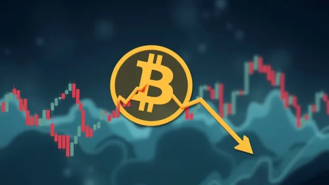Bitcoin price chart showing a significant drop below $114,000, indicating market volatility and the recent BTC price drop.