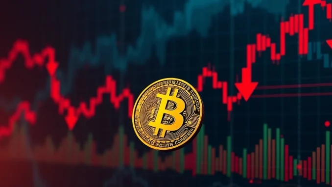 Chart showing a significant Bitcoin price drop below $105,000, indicating market downturn and investor concern.