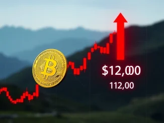 A digital chart showing Bitcoin price falling below $120,000, illustrating the recent BTC fall and market volatility.