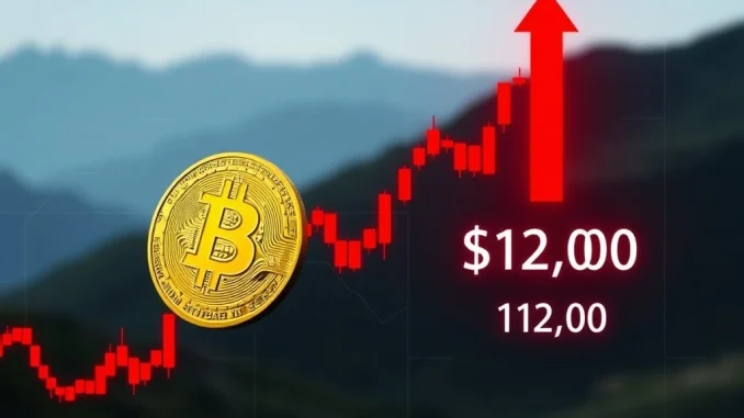 A digital chart showing Bitcoin price falling below $120,000, illustrating the recent BTC fall and market volatility.