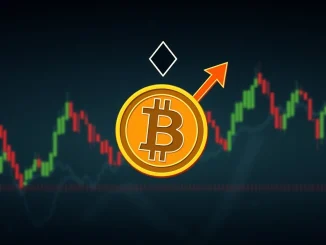 Chart showing a significant Bitcoin price drop, with a red arrow pointing downwards, symbolizing the recent BTC drop below $122,000.