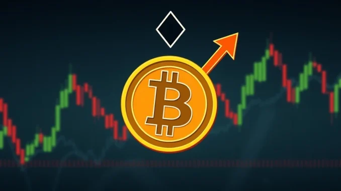 Chart showing a significant Bitcoin price drop, with a red arrow pointing downwards, symbolizing the recent BTC drop below $122,000.