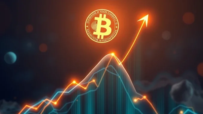 A digital representation of a soaring Bitcoin chart, symbolizing the significant Bitcoin price surge above $111,000 and market optimism.