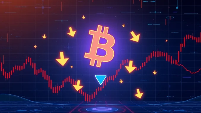 Chart showing a significant **Bitcoin price** drop below $123,000, indicating market volatility and investor concern.