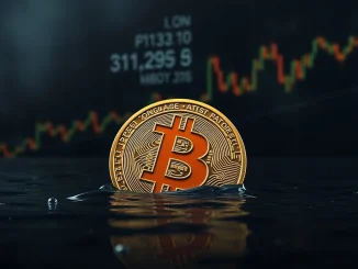 Chart showing a significant Bitcoin price drop, reflecting BTC's fall below $112,000 in the cryptocurrency market.