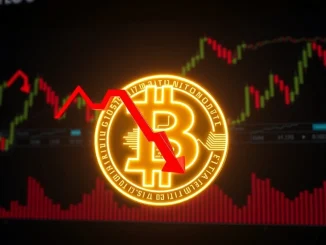 A chart showing a significant Bitcoin price drop below $122,000, highlighting market volatility and the recent BTC fall.