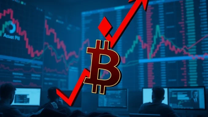 A chart showing a significant Bitcoin price drop, highlighting current BTC market analysis and crypto market volatility.