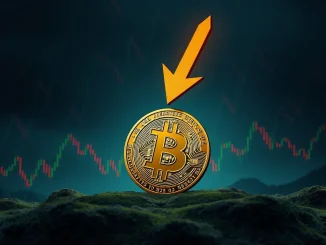 Chart illustrating the **Bitcoin price** drop below $105,000, signifying market volatility and investor concern.