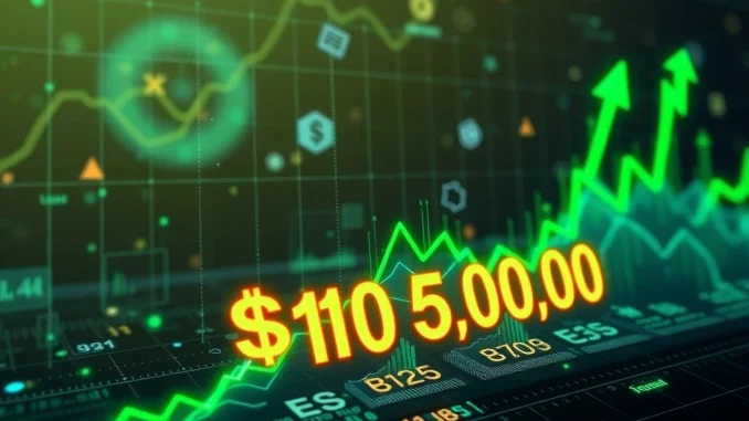 A digital chart visually representing the significant Bitcoin price rally as BTC breaks above $107,000, indicating robust digital asset growth.