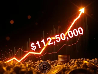 Chart illustrating the significant Bitcoin price surge as BTC breaks above $112,000, signifying market strength.