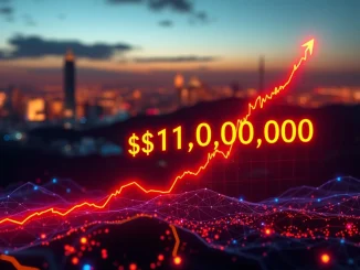 Chart showing Bitcoin's price dramatically rising, symbolizing the significant BTC surge above $111,000 and market optimism.