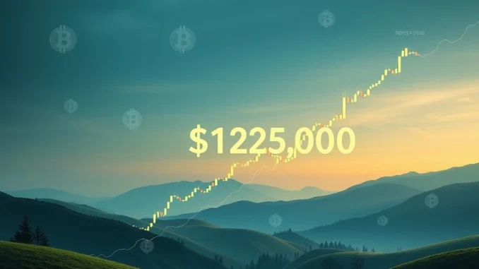 A green candlestick chart showing a significant upward trend, indicating a strong Bitcoin surge and the BTC price surpassing $123,000.