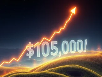 Chart showing Bitcoin's monumental surge past $105,000, indicating significant market optimism.