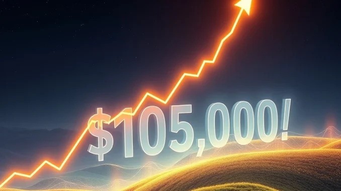 Chart showing Bitcoin's monumental surge past $105,000, indicating significant market optimism.