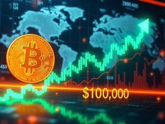 A financial chart illustrating a significant **Bitcoin price** surge, showing the cryptocurrency value climbing above $108,000, signifying robust market growth.