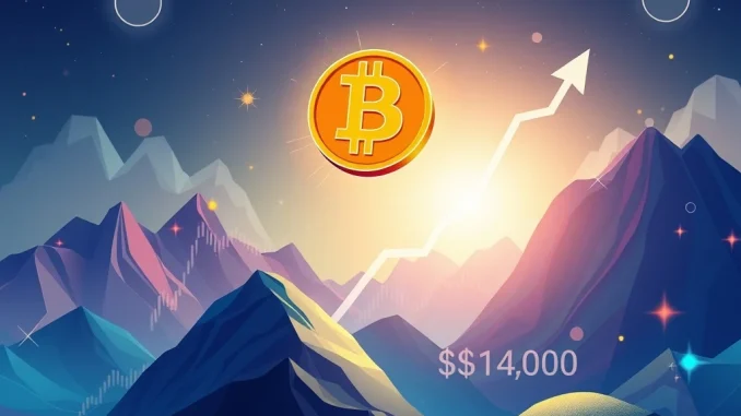 A visual representation of the **Bitcoin price** surging past $114,000, symbolizing a significant market breakthrough and the ongoing **crypto rally**.