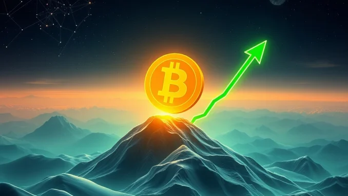 Visualizing Bitcoin's impressive surge past $121,000, signifying strong market momentum and rising digital asset value.