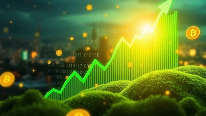 A dynamic chart illustrating a rapid 1.62% **Bitcoin price** surge on Binance, signifying quick market movement.