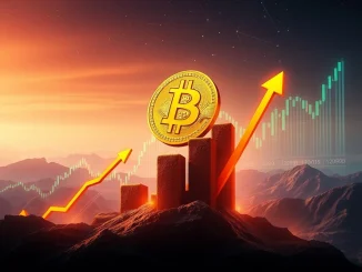 A visual representation of Bitcoin price surging past $124,000, indicating significant growth in the cryptocurrency market.