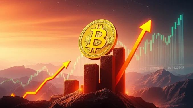 A visual representation of Bitcoin price surging past $124,000, indicating significant growth in the cryptocurrency market.