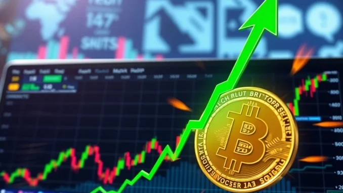 Bitcoin price chart showing a rapid 1.88% surge, illustrating significant BTC volatility in the crypto market.