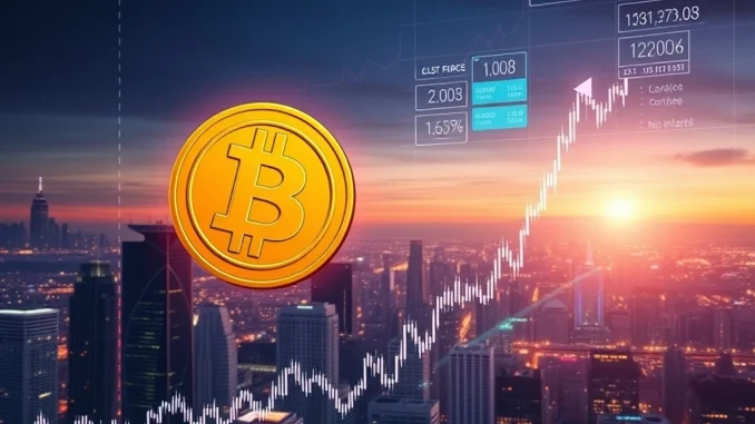 A visual depicting Bitcoin price surging past $112,000, reflecting the current BTC rally and positive cryptocurrency market sentiment.