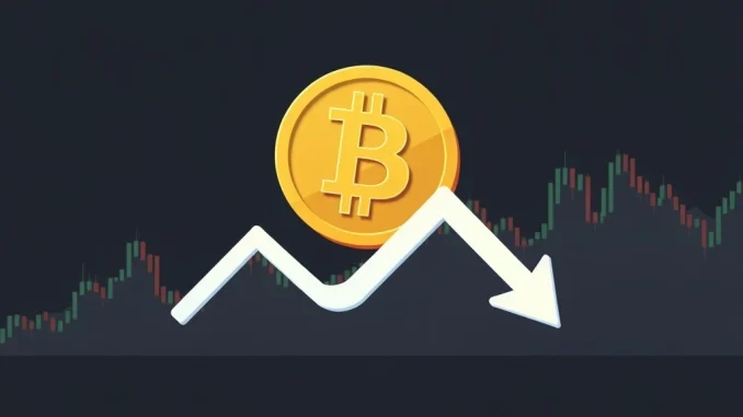 Chart showing Bitcoin price falling below $109,000, indicating a significant market downturn for BTC.