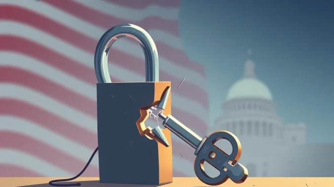 Illustration of a digital lock with a broken key, symbolizing the Bitcoin seizure due to a private key vulnerability.