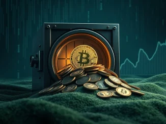 A chart illustrating Bitcoin supply on exchanges reaching a 6-year low, signaling market scarcity and reduced BTC on exchanges.