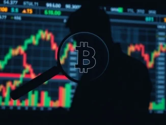 A successful crypto trader analyzing a large 4x BTC long position on a screen, symbolizing a perfect win rate and significant profits.