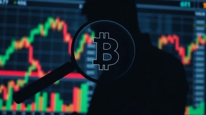 A successful crypto trader analyzing a large 4x BTC long position on a screen, symbolizing a perfect win rate and significant profits.