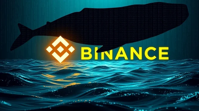 Bitcoin Whale Executes Massive $163M Binance Withdrawal, Sparks Bullish Hope A Bitcoin whale making a significant BTC withdrawal from Binance, symbolizing bullish market sentiment.