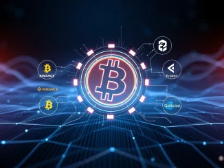 Visual representation of the **BitcoinOS** BOS token launching on major crypto exchanges, symbolizing scalability and growth.