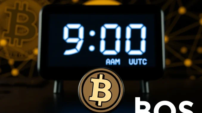 A digital countdown clock showing the final hours of the BitcoinOS presale, highlighting the urgency for the TGE unlock.