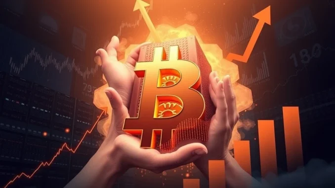 Illustration of financial documents and a Bitcoin logo, representing Bitfarms' $500M convertible note offering for BTC mining expansion.