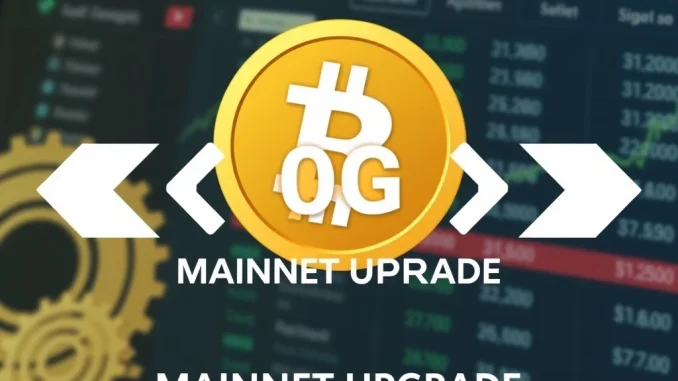 Bithumb logo alongside the 0G ZeroGravity token symbol, depicting a temporary halt for a crucial mainnet upgrade.