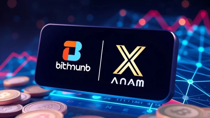 Bithumb and Anoma (XAN) logos signify the new XAN crypto listing on the South Korean exchange.