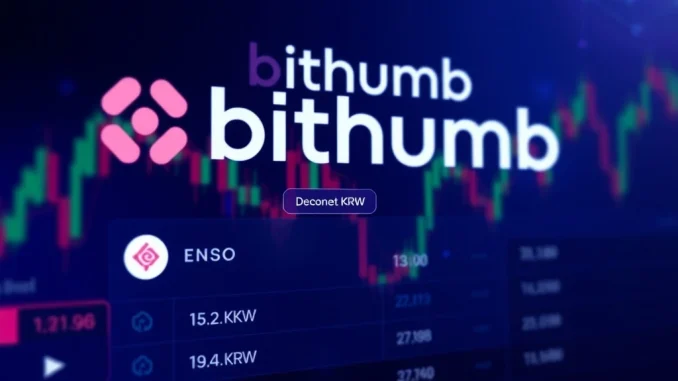 Bithumb exchange interface displaying the new Enso (ENSO) token listing for KRW trading, symbolizing new investment opportunities.