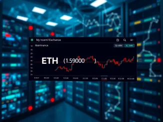 Bithumb ETH/USDT trading interface displaying a temporary halt notice due to essential system maintenance.