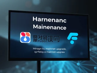 Illustrates the temporary **Bithumb FLOW suspension** on the exchange, signaling a mainnet upgrade for the **FLOW cryptocurrency** network.