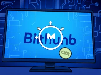 Bithumb's official announcement of Mantra OM deposit and withdrawal suspension due to a network upgrade.