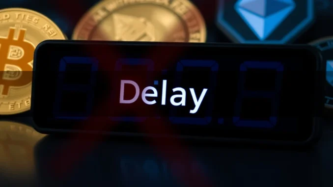 Graphic illustrating Bithumb withdrawals facing temporary delays due to high volume, emphasizing processing queues and user impact.